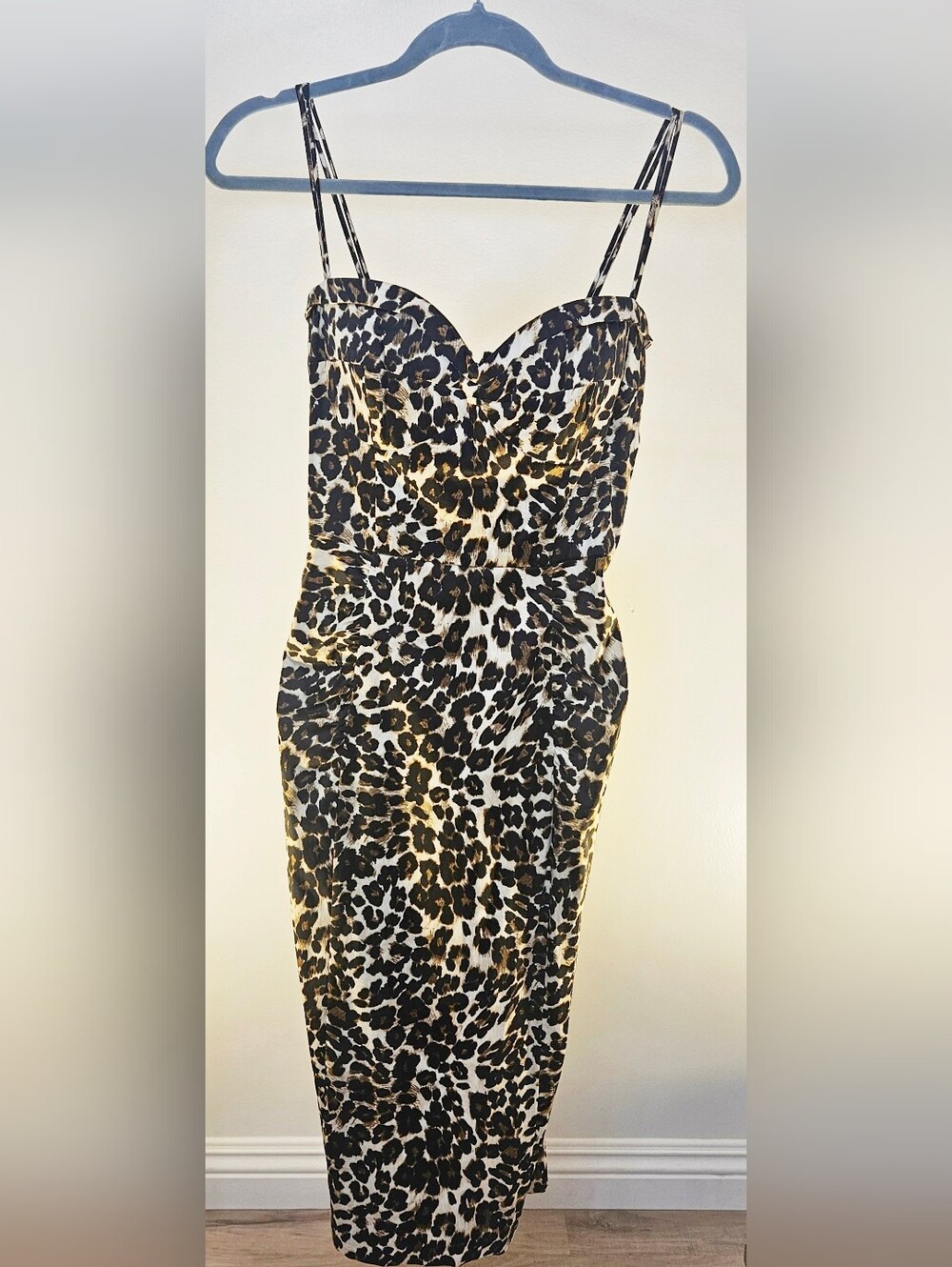 Stop Staring Leopard-Print Sweetheart Midi Dress - Black, Brown, Cream